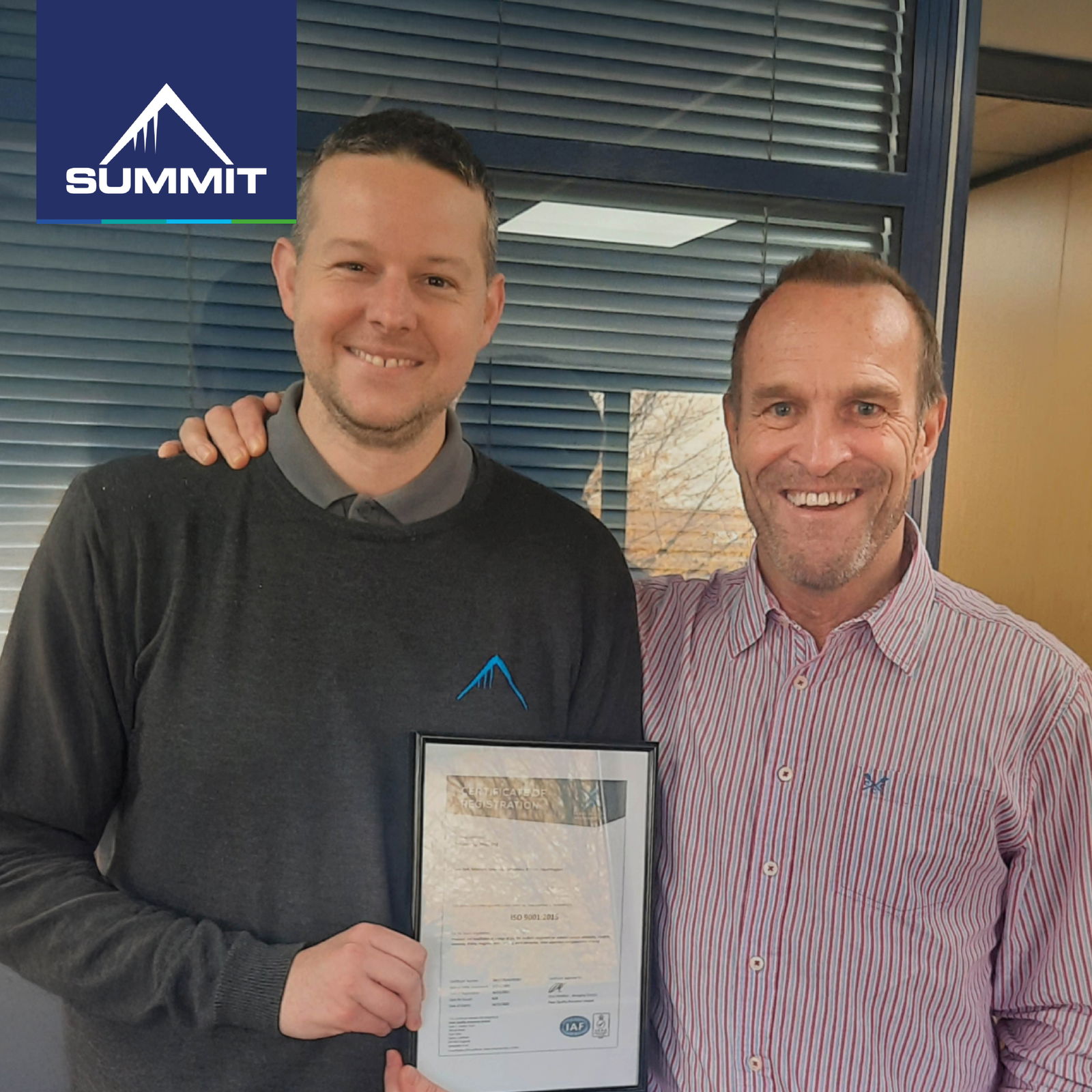 Summit Systems proudly achieves ISO 9001:2015 Certification